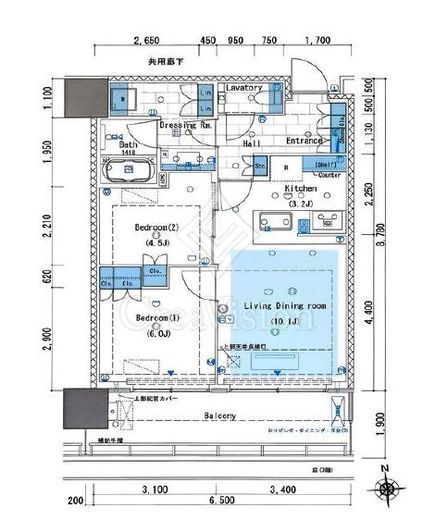 リビオタワー品川　24F2号室　間取り