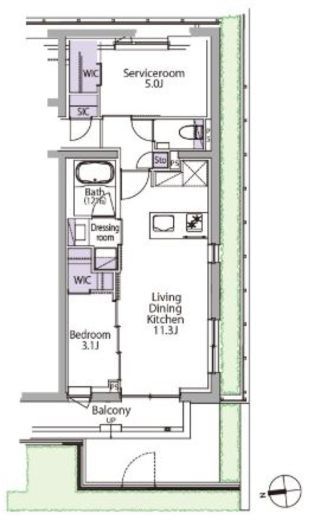 イプセ白金台　102号室　間取り