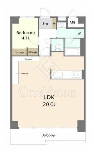ソフトタウン晴海　4F1号室　間取り
