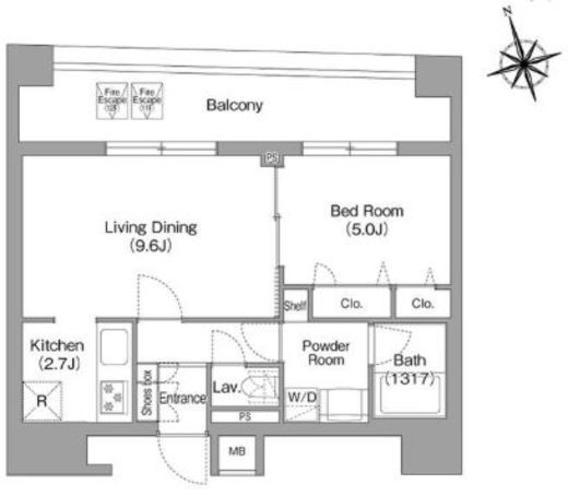 コンフォリア・リヴ八丁堀　1103号室　間取り