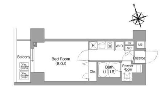コンフォリア・リヴ八丁堀　201号室　間取り