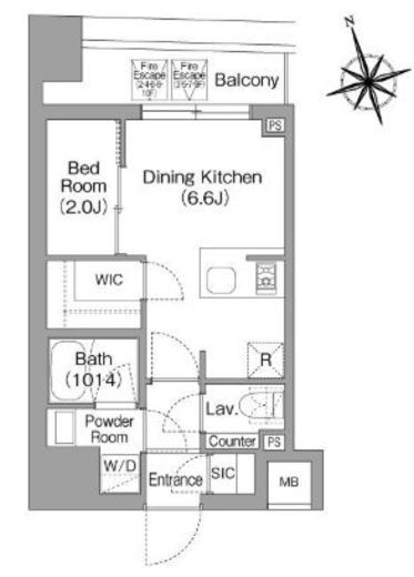 コンフォリア・リヴ八丁堀　803号室　間取り