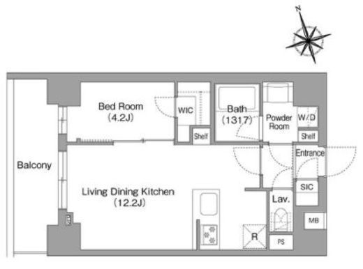 コンフォリア・リヴ八丁堀　302号室　間取り