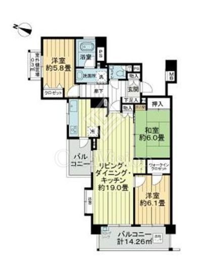セザール千歳船橋コルティーレ　311号室　間取り