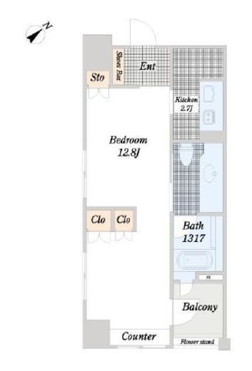 クオス銀座エスト・プルミエ　1104号室　間取り