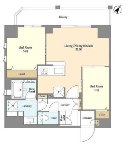 リテラス三ノ輪ウエスト　502号室　間取り