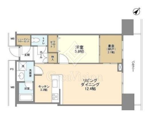 リガーレ日本橋人形町　1403号室　間取り