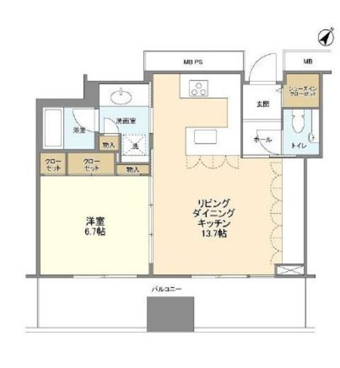 リガーレ日本橋人形町　3906号室　間取り