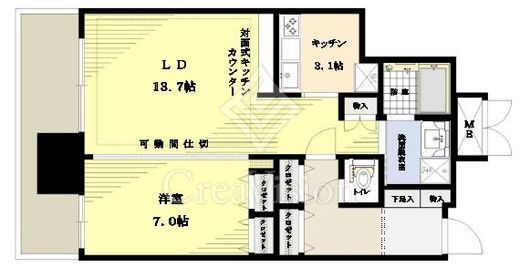 リガーレ日本橋人形町　508号室　間取り
