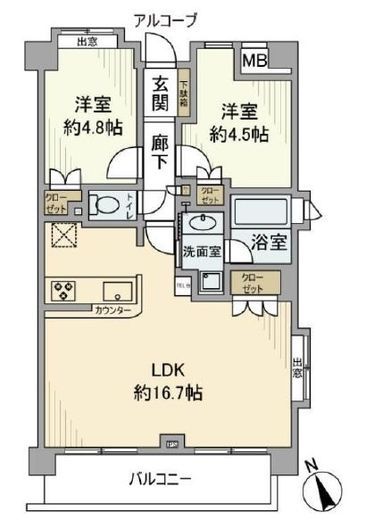 菱和パレス島津山　405号室　間取り