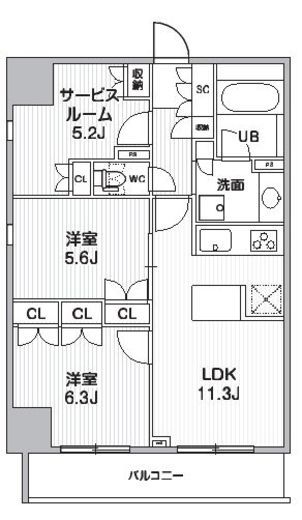 グランエール西日暮里NORTH　1202号室　間取り