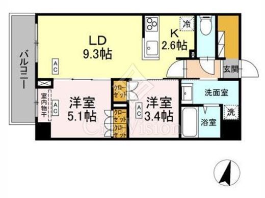 ロイジェント西新井　206号室　間取り