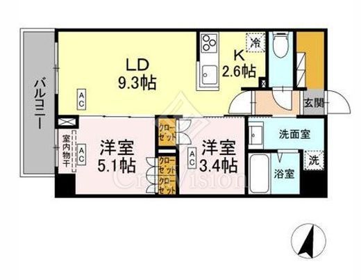 ロイジェント西新井　406号室　間取り