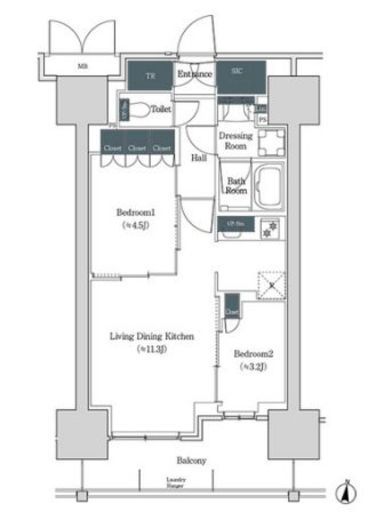 ブルックサイドレジデンス木場　1403号室　間取り