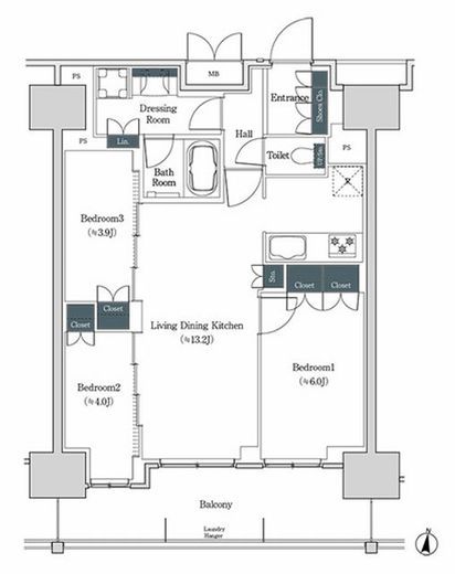 ブルックサイドレジデンス木場　1404号室　間取り
