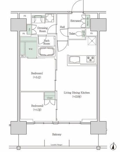 ブルックサイドレジデンス木場　1406号室　間取り