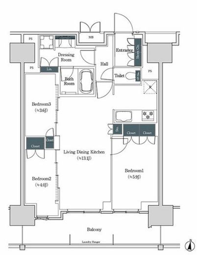 ブルックサイドレジデンス木場　1407号室　間取り