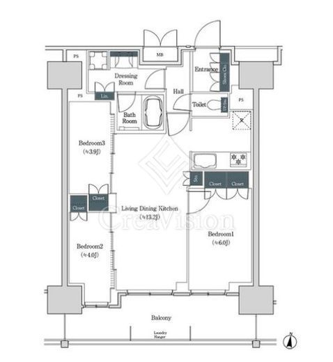 ブルックサイドレジデンス木場　1504号室　間取り