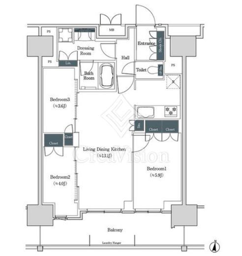 ブルックサイドレジデンス木場　1507号室　間取り