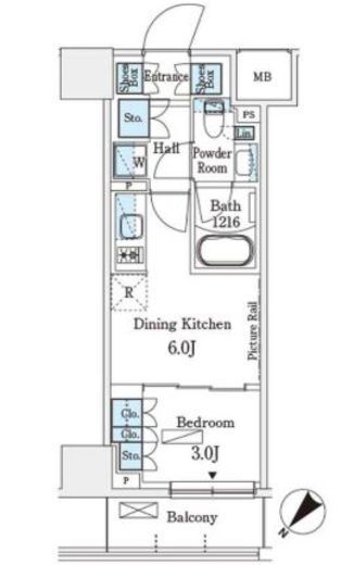 パークアクシス横浜伊勢佐木町通り　1003号室　間取り