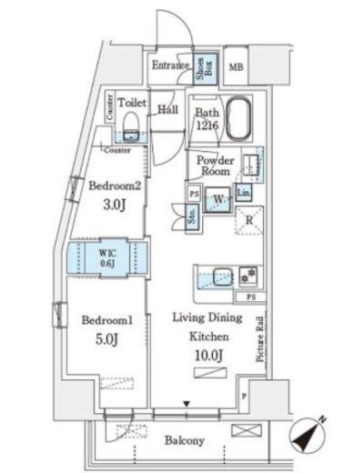パークアクシス横浜伊勢佐木町通り　1011号室　間取り