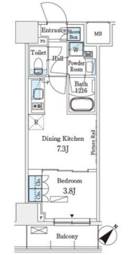 パークアクシス横浜伊勢佐木町通り　1014号室　間取り