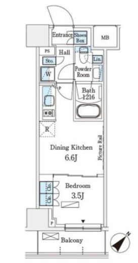 パークアクシス横浜伊勢佐木町通り　1016号室　間取り