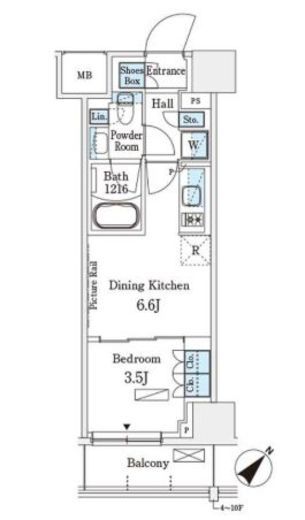 パークアクシス横浜伊勢佐木町通り　1019号室　間取り