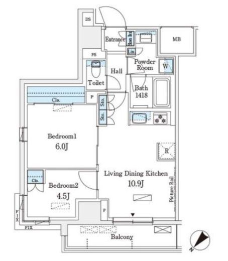 パークアクシス横浜伊勢佐木町通り　201号室　間取り