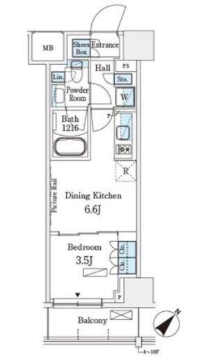 パークアクシス横浜伊勢佐木町通り　217号室　間取り