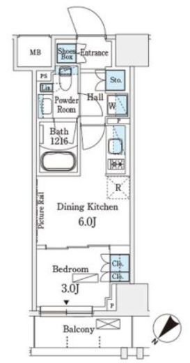 パークアクシス横浜伊勢佐木町通り　304号室　間取り