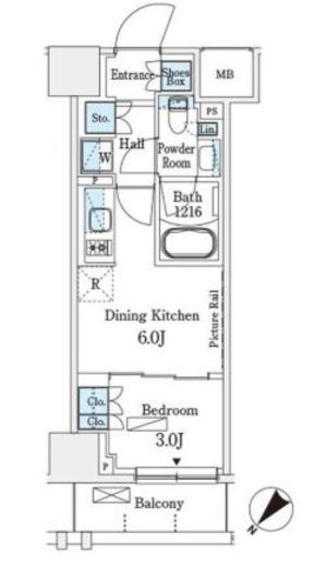 パークアクシス横浜伊勢佐木町通り　305号室　間取り