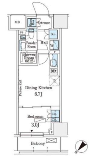 パークアクシス横浜伊勢佐木町通り　306号室　間取り