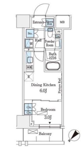 パークアクシス横浜伊勢佐木町通り　309号室　間取り
