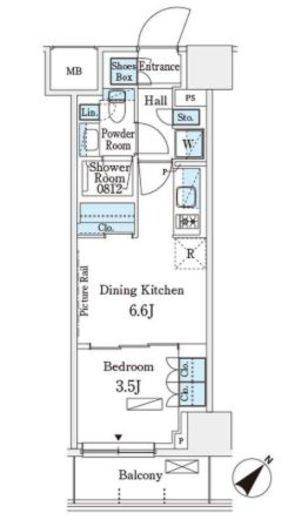 パークアクシス横浜伊勢佐木町通り　313号室　間取り