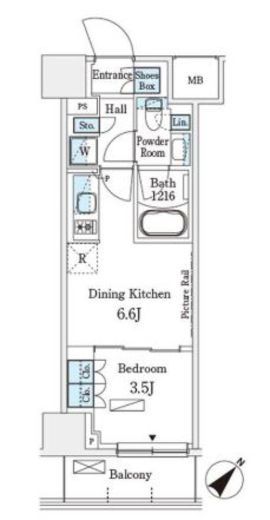 パークアクシス横浜伊勢佐木町通り　316号室　間取り