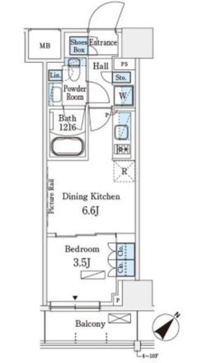 パークアクシス横浜伊勢佐木町通り　317号室　間取り