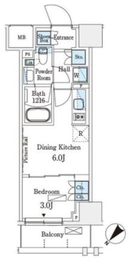 パークアクシス横浜伊勢佐木町通り　704号室　間取り