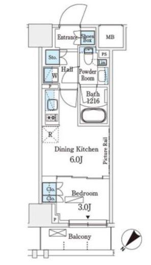 パークアクシス横浜伊勢佐木町通り　705号室　間取り