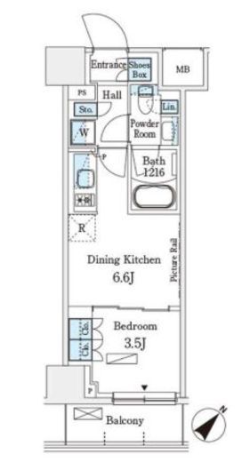 パークアクシス横浜伊勢佐木町通り　712号室　間取り