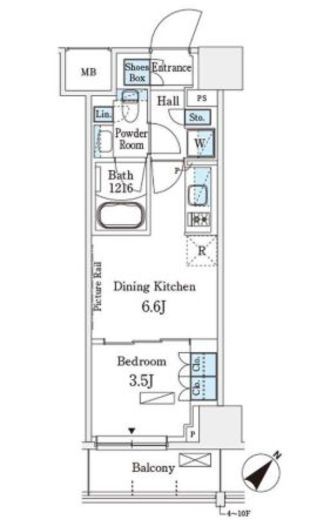 パークアクシス横浜伊勢佐木町通り　713号室　間取り
