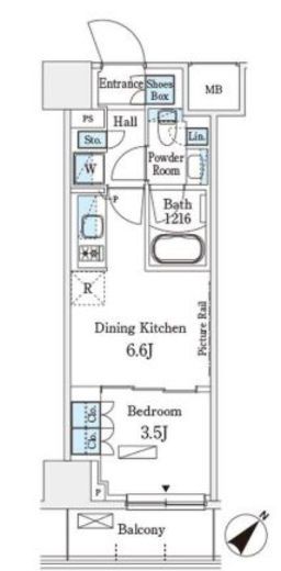 パークアクシス横浜伊勢佐木町通り　716号室　間取り