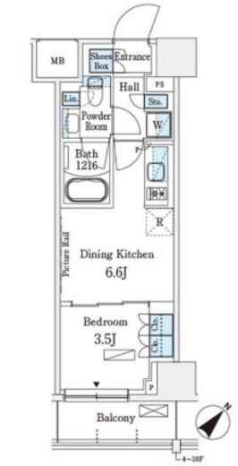 パークアクシス横浜伊勢佐木町通り　717号室　間取り