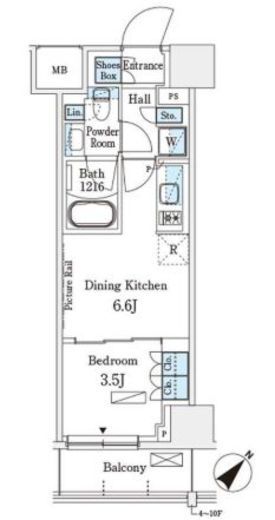 パークアクシス横浜伊勢佐木町通り　719号室　間取り