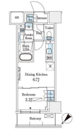 パークアクシス横浜伊勢佐木町通り　408号室　間取り