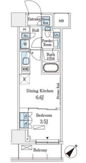 パークアクシス横浜伊勢佐木町通り　412号室　間取り