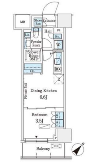 パークアクシス横浜伊勢佐木町通り　413号室　間取り