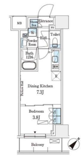 パークアクシス横浜伊勢佐木町通り　415号室　間取り