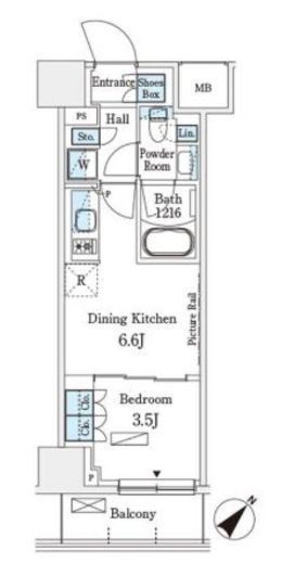 パークアクシス横浜伊勢佐木町通り　418号室　間取り