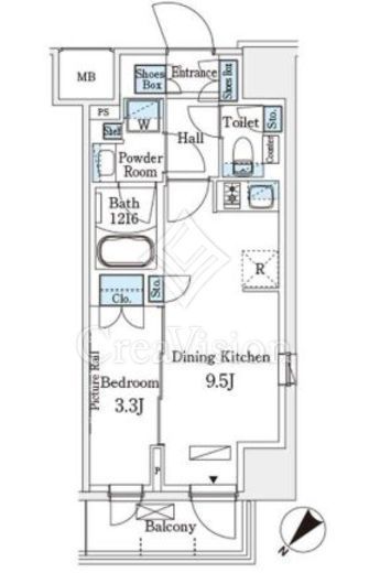 パークアクシス横浜伊勢佐木町通り　510号室　間取り